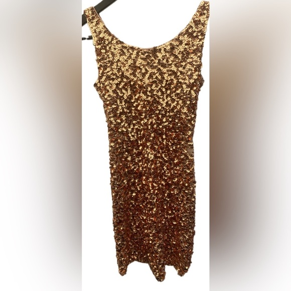 Gold Sequined Mini Dress - Picture 1 of 8